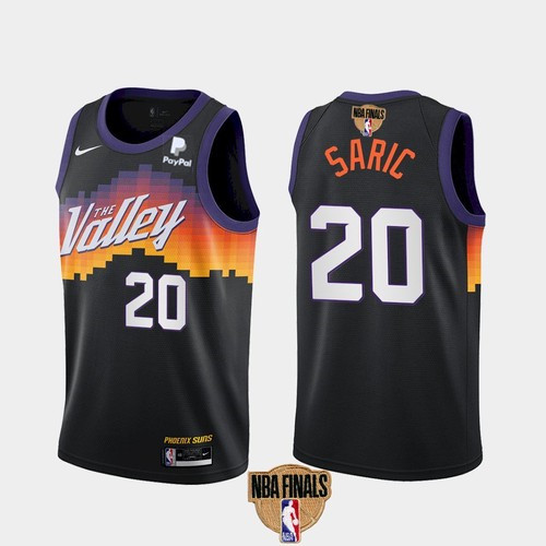 Men's Phoenix Suns #20 Dario Saric 2021 Black NBA Finals City Edition Stitched NBA Jersey